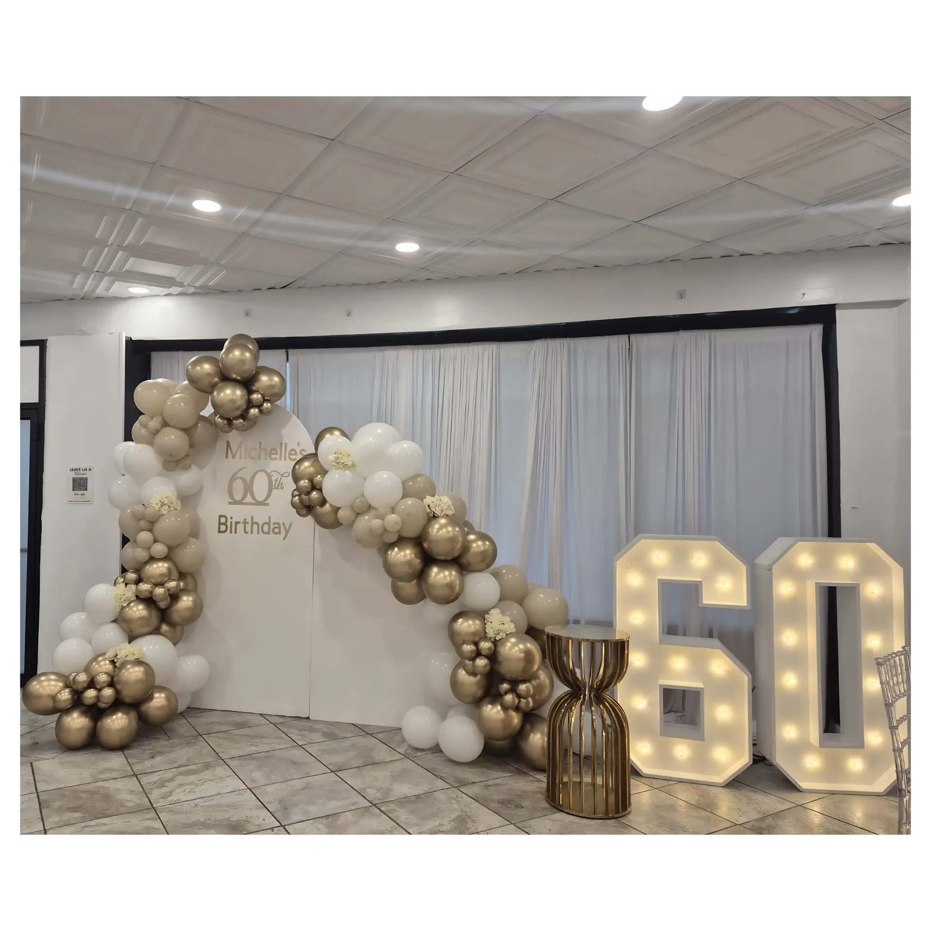 Michelle's 60th Gold & White Arch — Birthdays