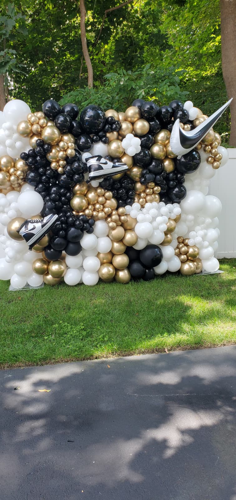 Black, White & Gold Sneaker Balloon Wall — Balloon Walls